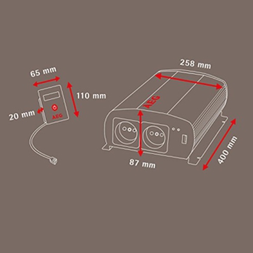 AEG 97122 Sinus-Spannungswandler SW 1500 Watt, 12 Volt auf 230 Volt, mit LCD-Display, USB Ladebuchse, Fernsteuerungsmodul und Batteriewächterfunktion - 